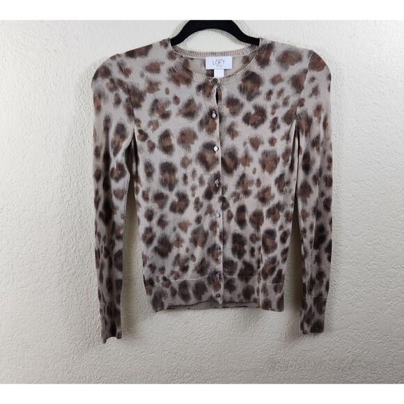 LOFT Leopard Print Cardigan - Brown and Cream - Picture 1 of 5
